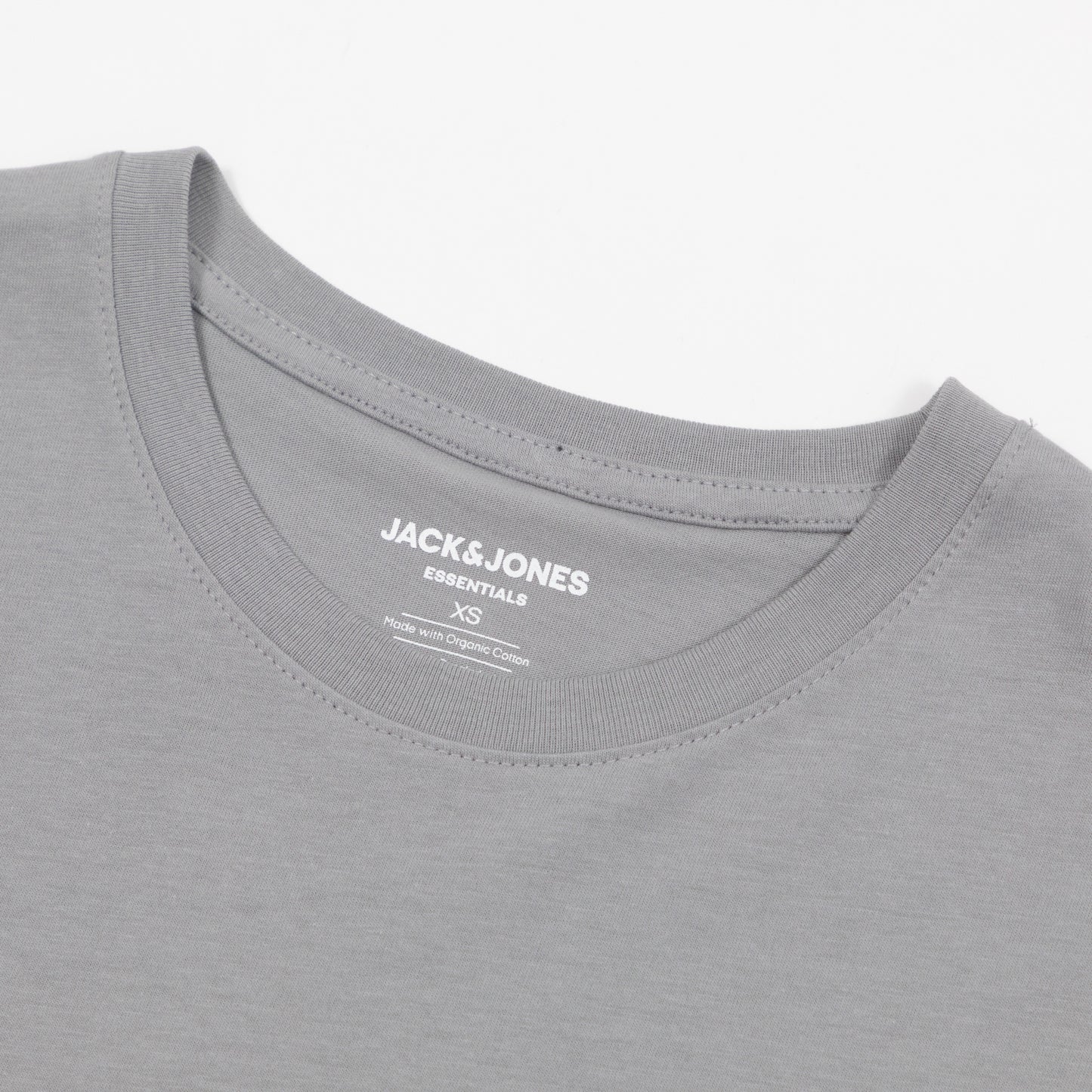 JACK & JONES Organic Cotton Basic Slim T-Shirt in  LIGHT GREY