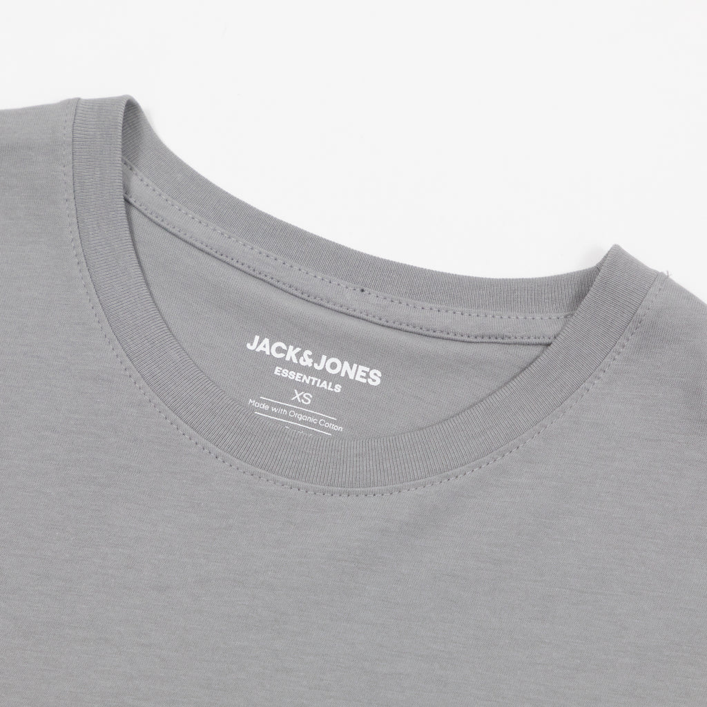 JACK & JONES Organic Cotton Basic Slim T-Shirt in  LIGHT GREY