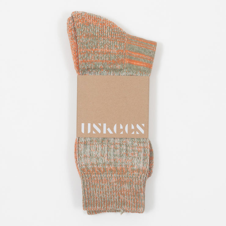 USKEES Organic Cotton Socks in GREEN & ORANGE