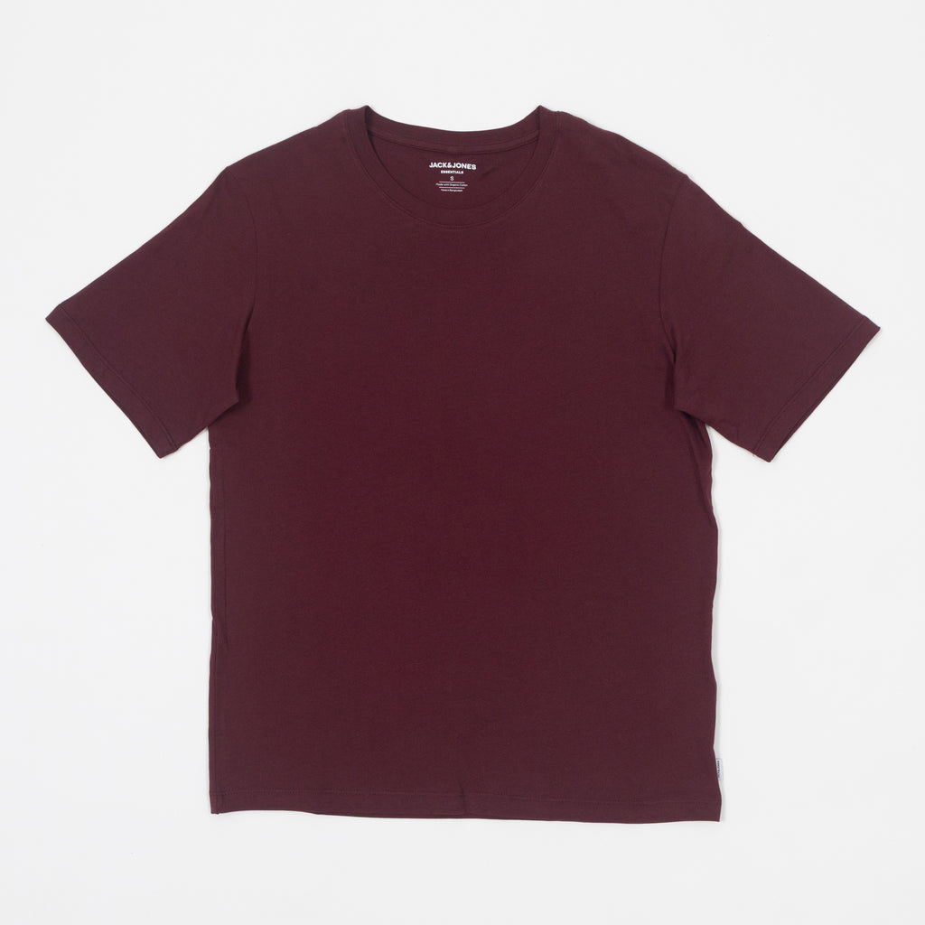 JACK & JONES Organic Cotton Basic Slim T-Shirt in BURGUNDY