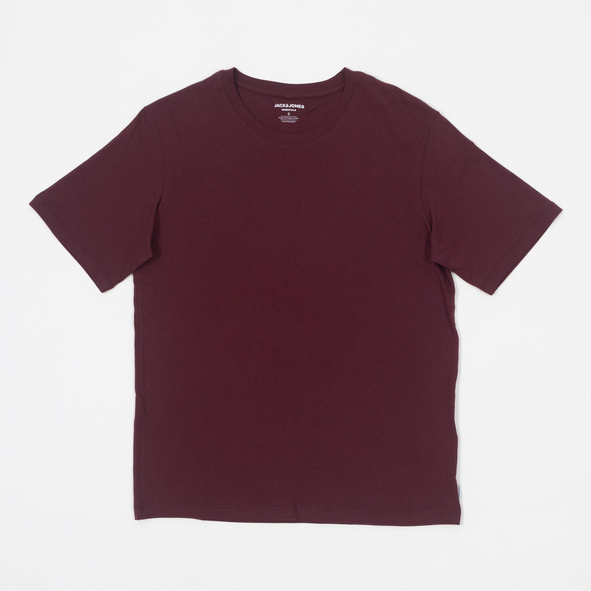 JACK & JONES Organic Cotton Basic Slim T-Shirt in BURGUNDY