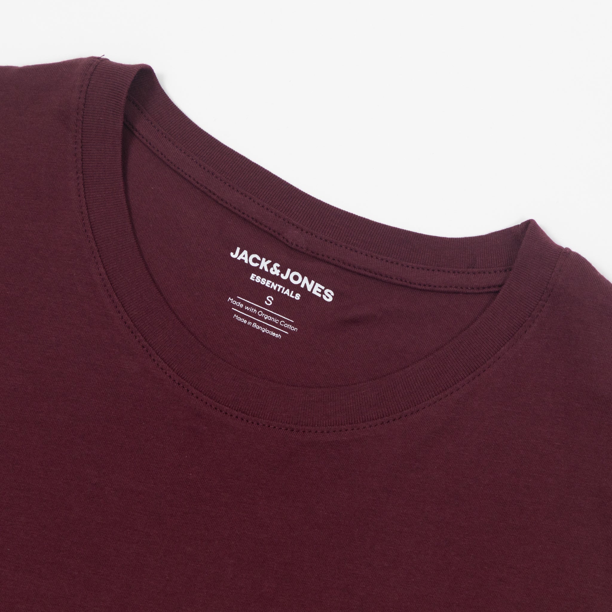 JACK & JONES Organic Cotton Basic Slim T-Shirt in BURGUNDY
