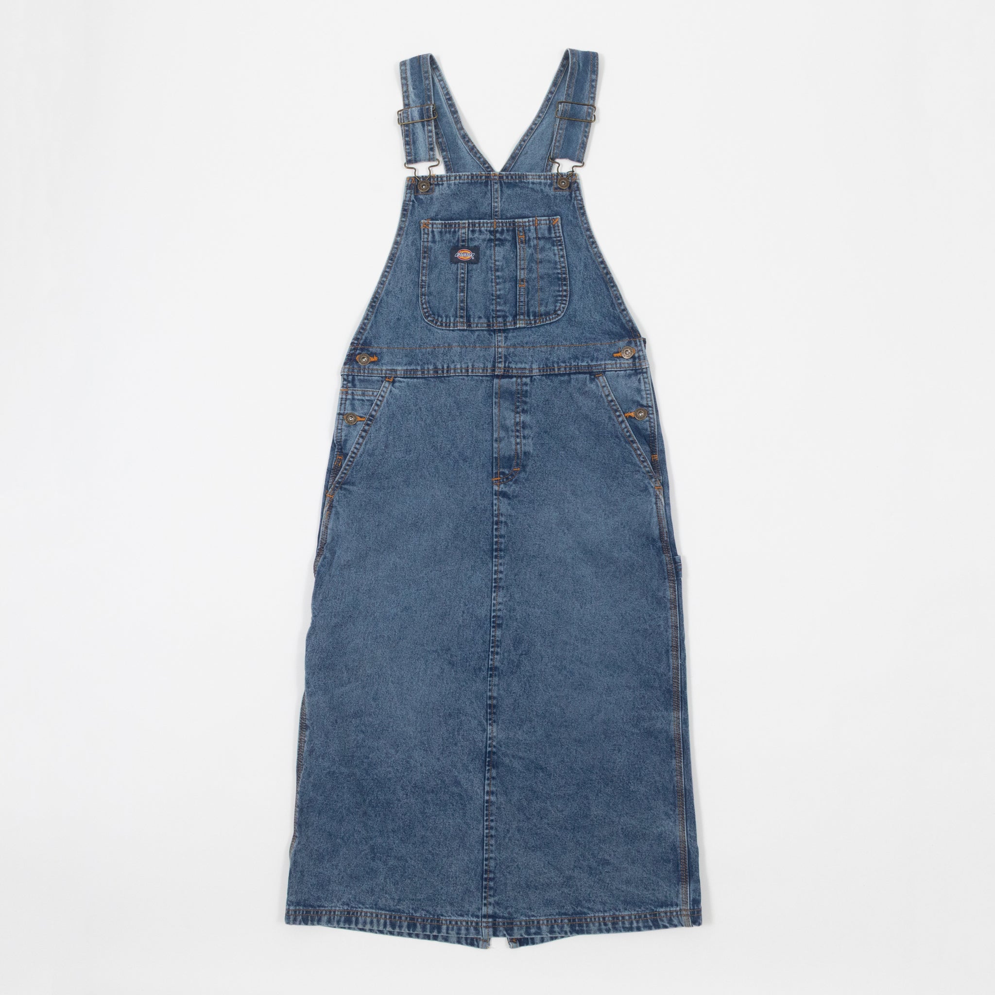 Womens DICKIES Overall Long Dress in RINSED BLUE FADE