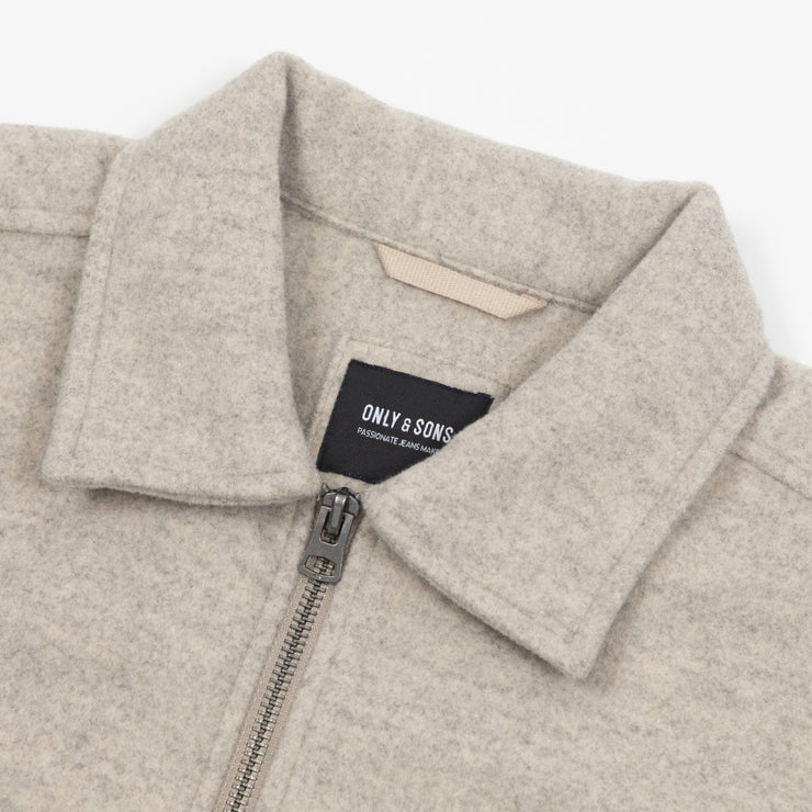 ONLY & SONS Oversized Zipped Shirt Jacket in GREY & BEIGE