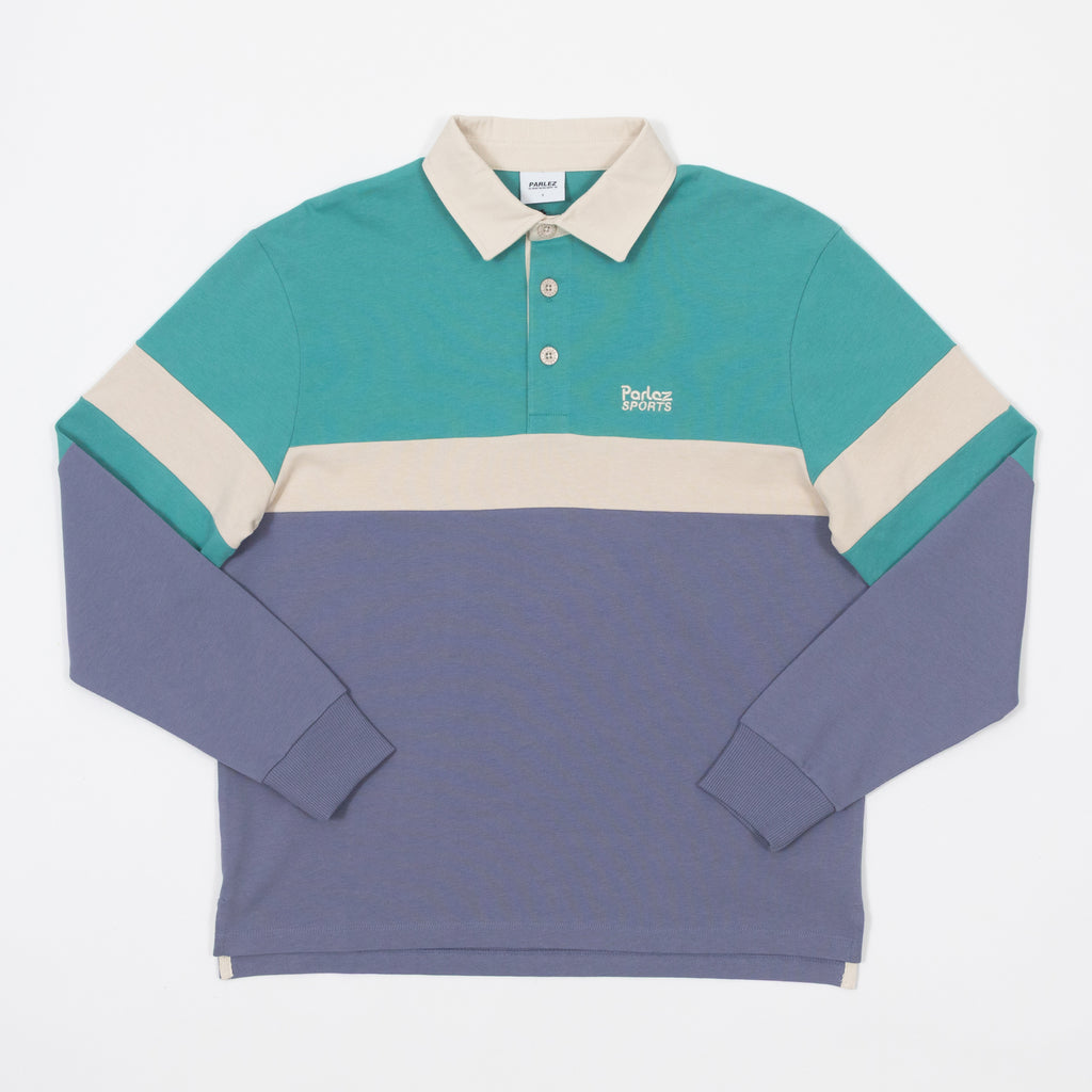 PARLEZ Plaza Rugby Shirt in Purple & Blue