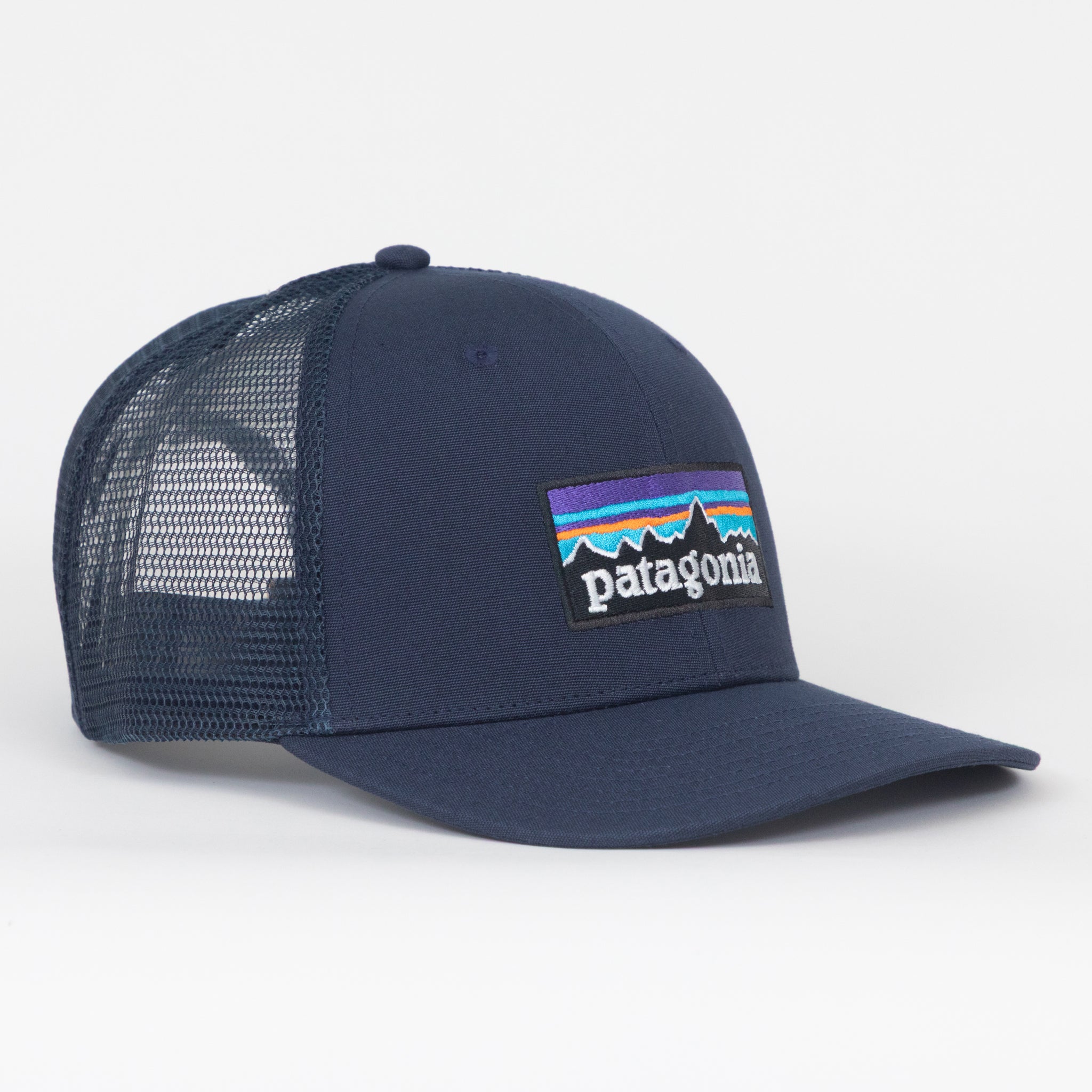 PATAGONIA P-6 Logo Trucker Hat in New Navy