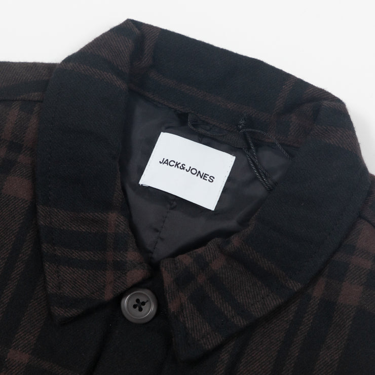 JACK & JONES Padded Check Overshirt Jacket in BROWN & BLACK