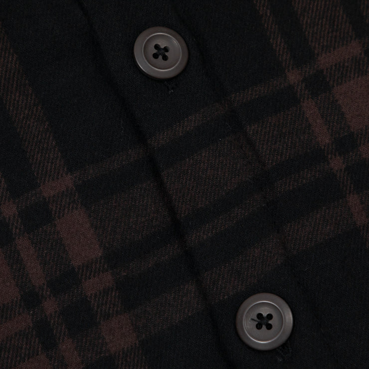 JACK & JONES Padded Check Overshirt Jacket in BROWN & BLACK