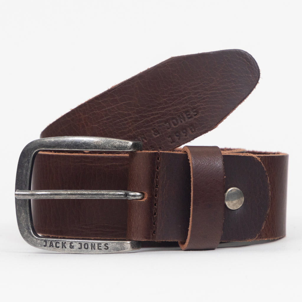 JACK & JONES Paul Leather Belt in DARK BROWN