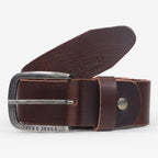 JACK & JONES Paul Leather Belt in DARK BROWN