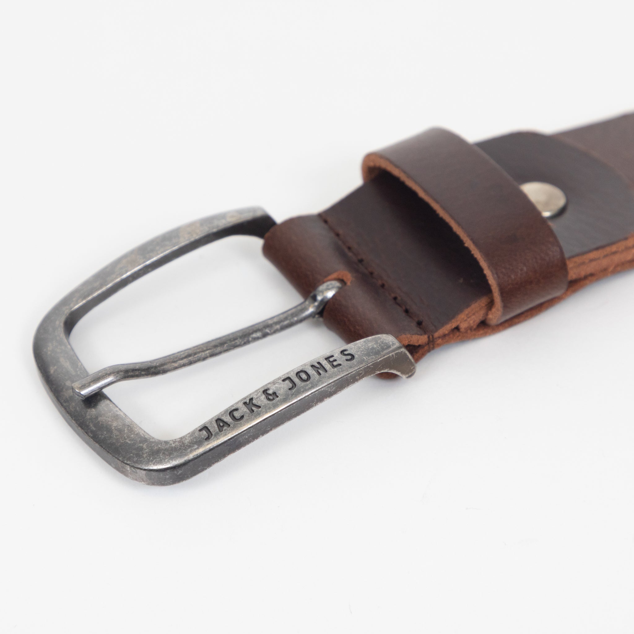 JACK & JONES Paul Leather Belt in DARK BROWN