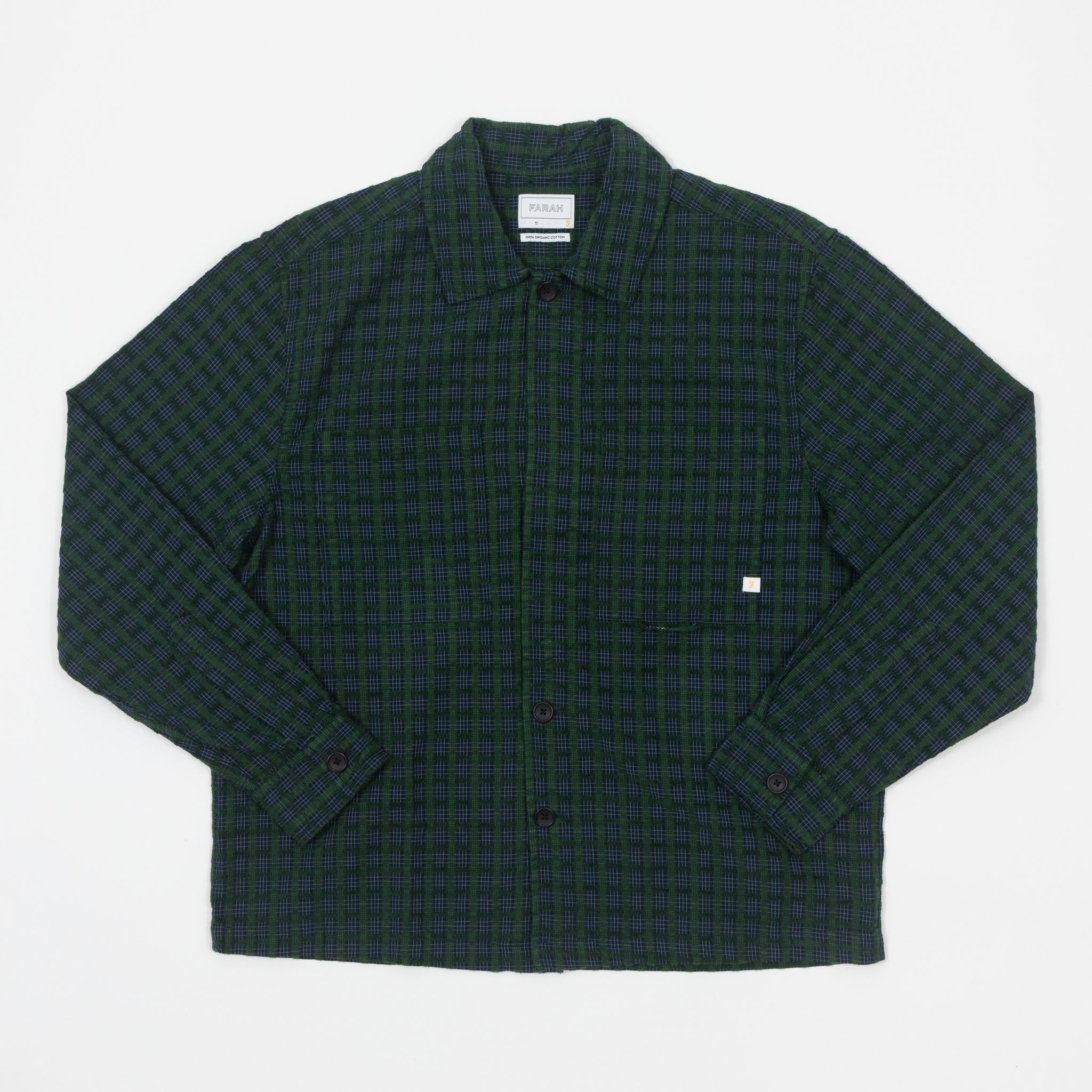 FARAH Photie Long Sleeve Check Shirt in POPLAR GREEN