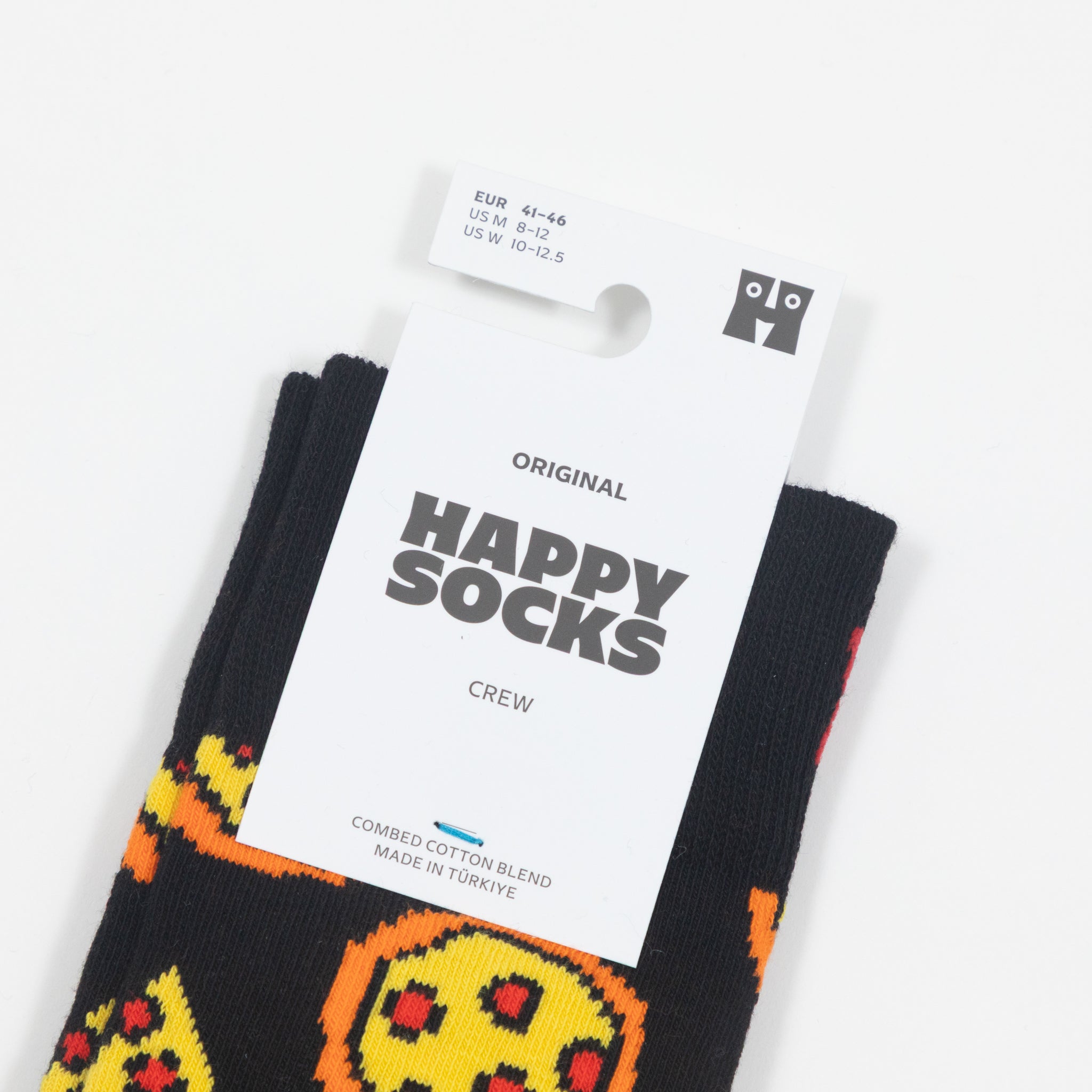 HAPPY SOCKS Pixelated Pizza Socks in BLACK