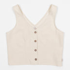 Womens BRIXTON Polanco Button Down Tank Top Waist Coat in CREAM