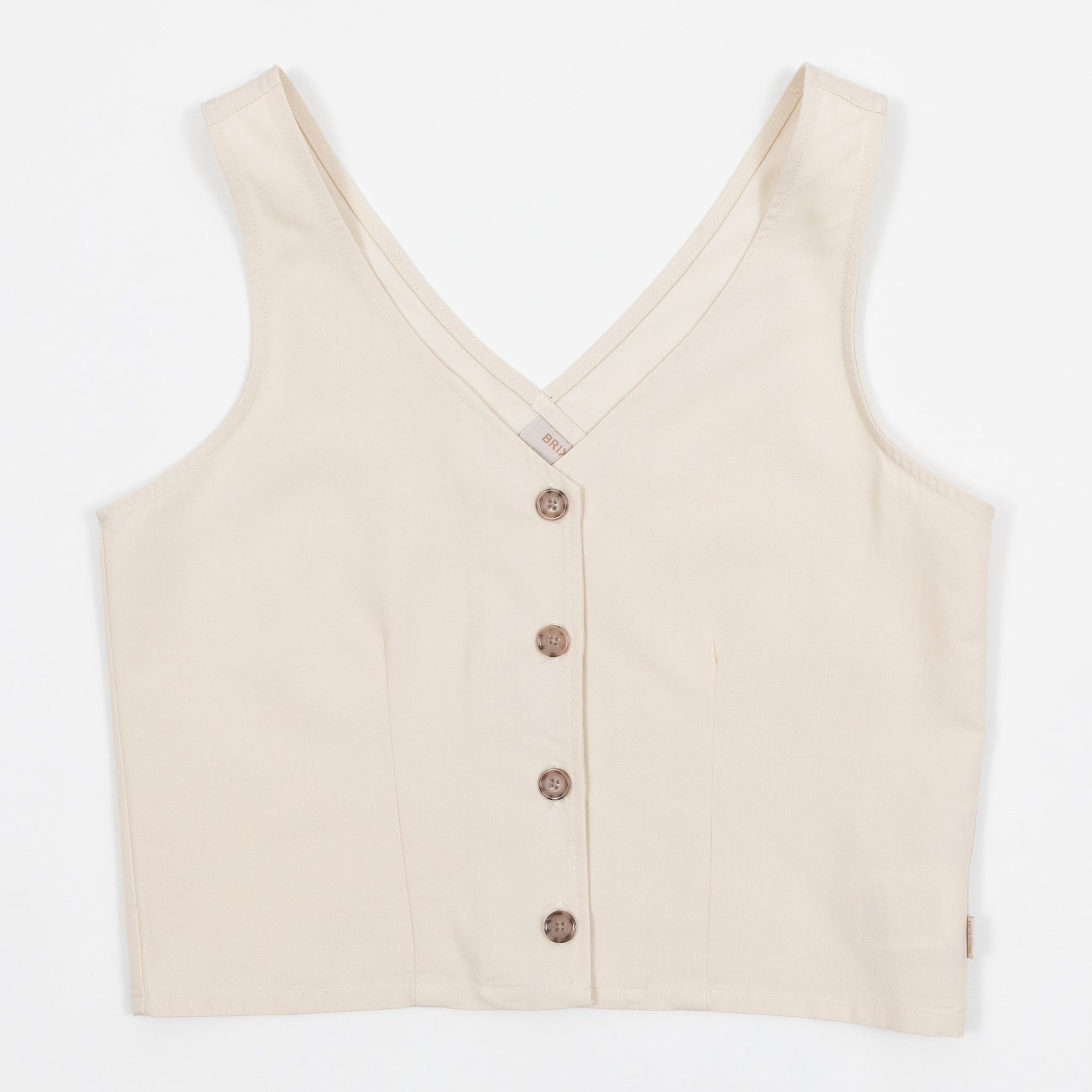 Womens BRIXTON Polanco Button Down Tank Top Waist Coat in CREAM