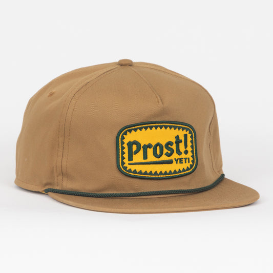 YETI 'Prost' Flat Brim Cap in Brown front view on white background