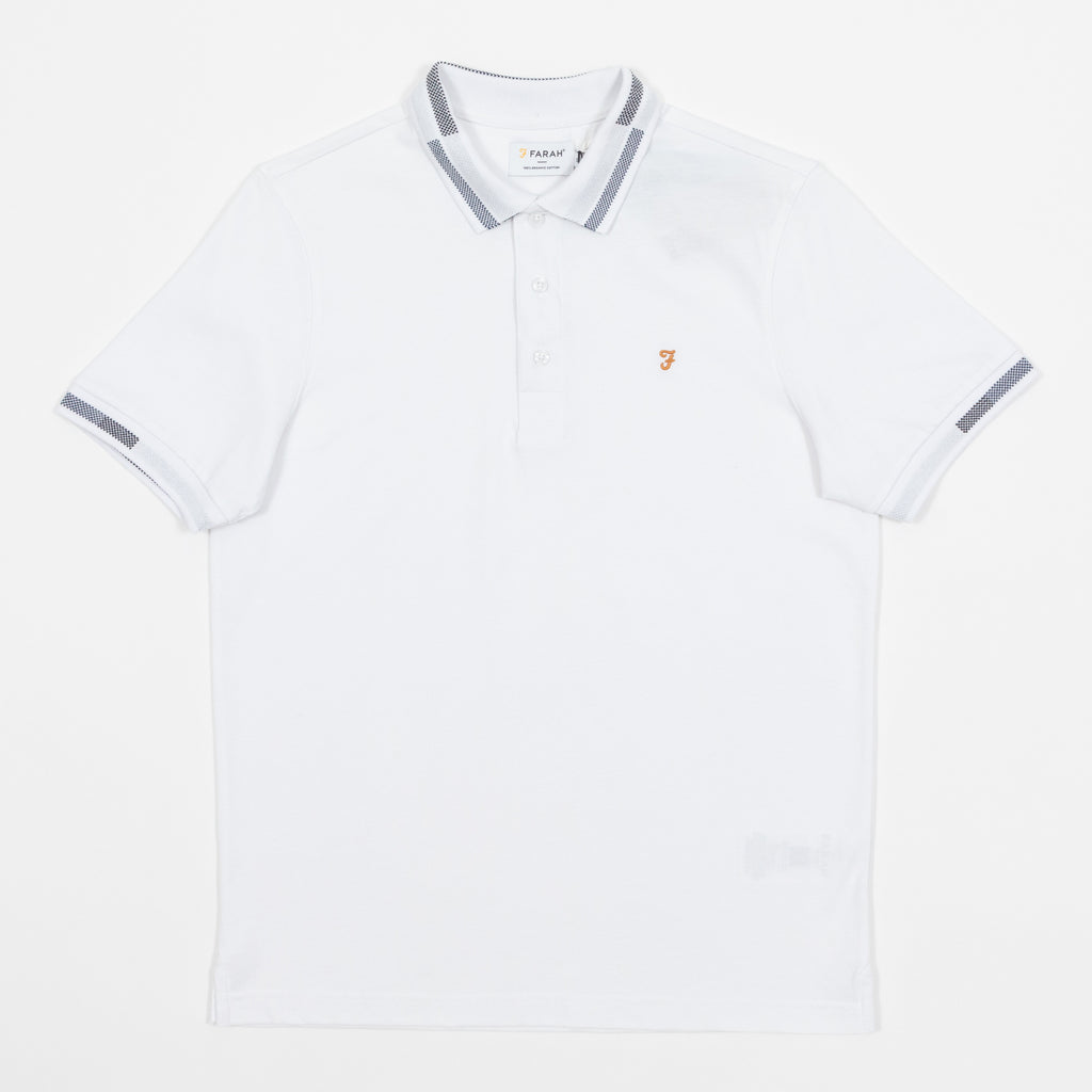 FARAH Purdy Short Sleeve Polo Shirt in WHITE