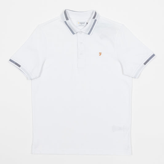 FARAH Purdy Short Sleeve Polo Shirt in WHITE