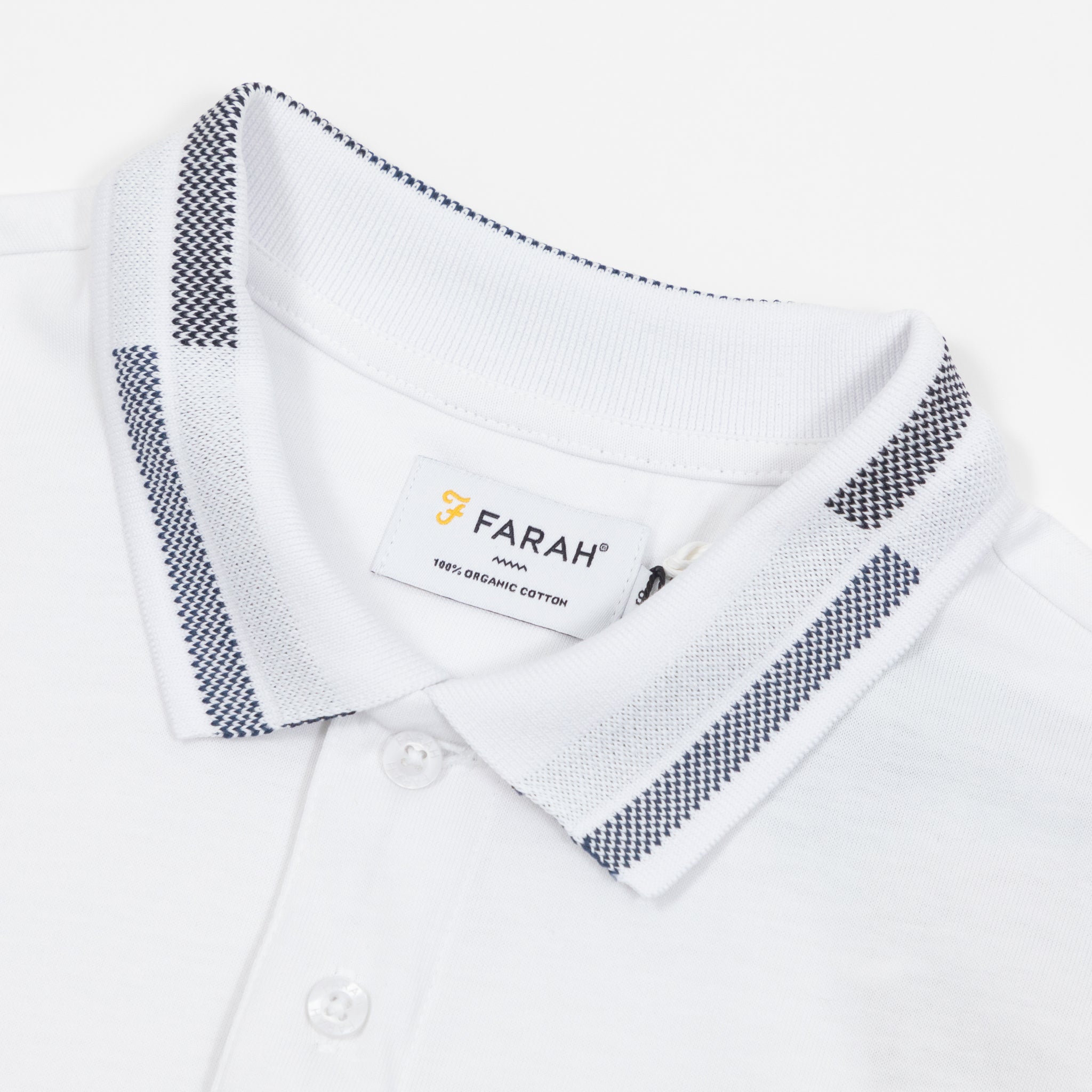 FARAH Purdy Short Sleeve Polo Shirt in WHITE