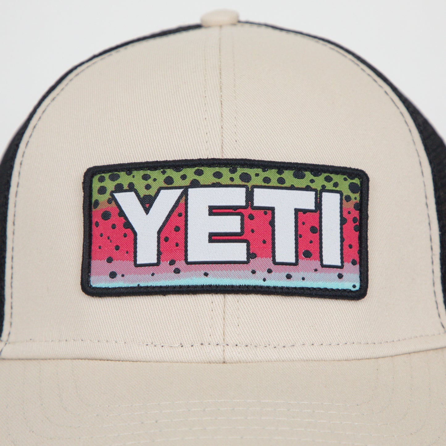YETI Rainbow Trout Logo Trucker Cap in CREAM