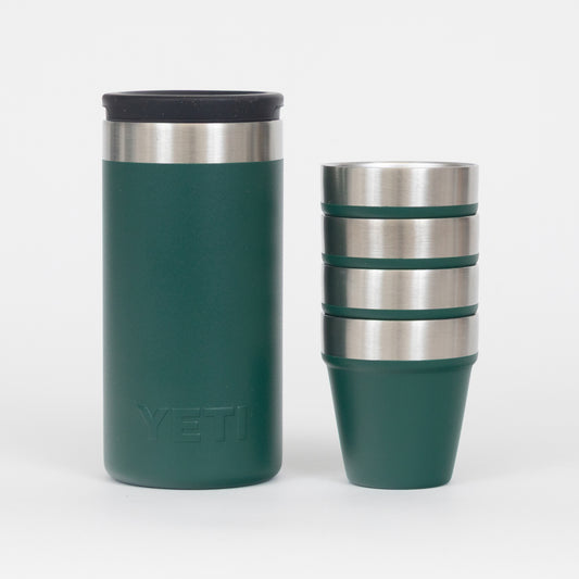 Black forest green YETI shot glasses and container