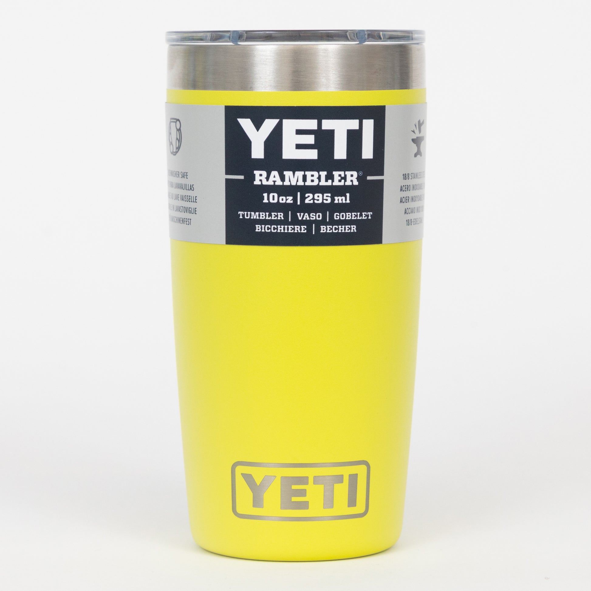 yeti 10 oz rambler firefly yellow mug tumbler front view