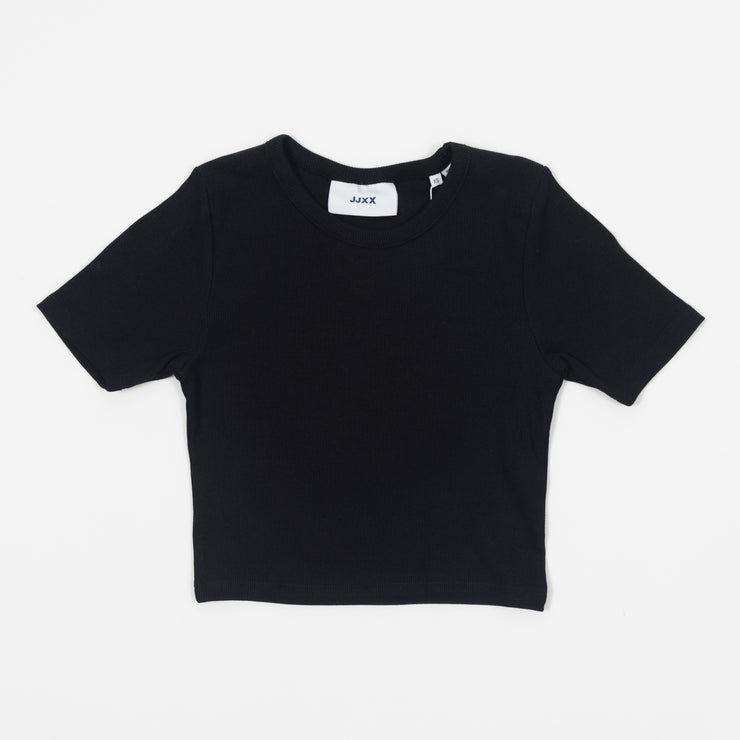Womens JJXX Rib Crop Top T-Shirt in BLACK