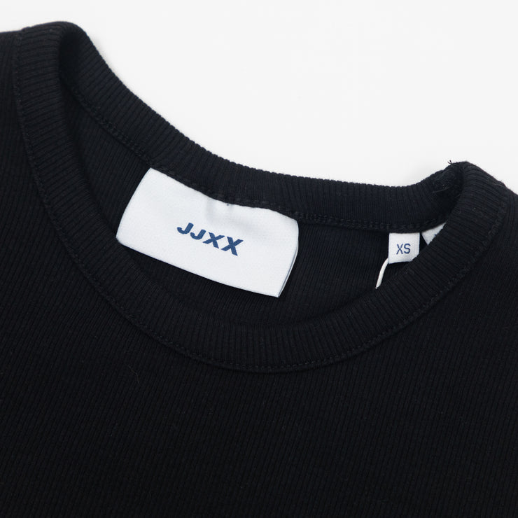 Womens JJXX Rib Crop Top T-Shirt in BLACK