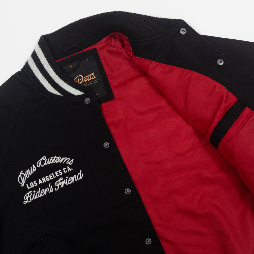 DEUS EX MACHINA Riders Friend Stadium Jacket in BLACK