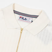 FILA Rufus Textured Stripe Zip Polo Shirt in OFF WHITE