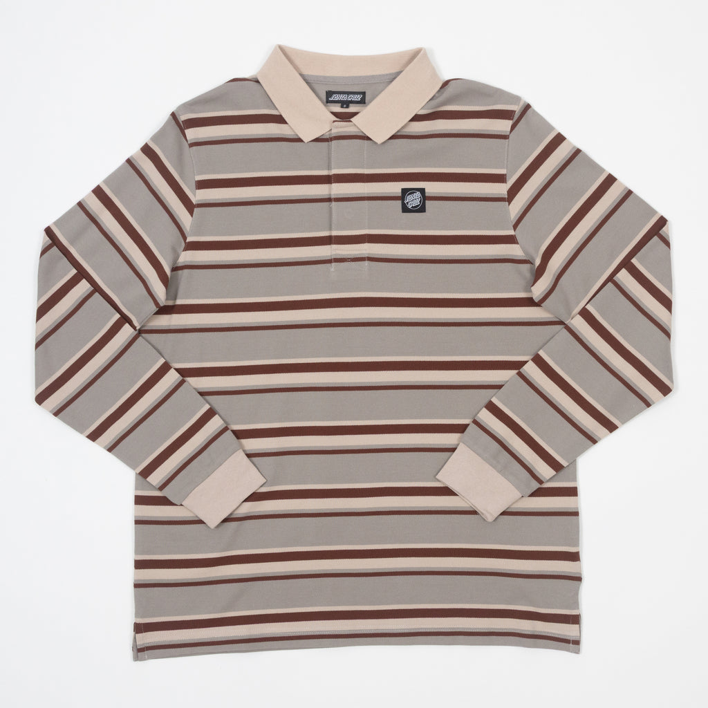 SANTA CRUZ Cera Long Sleeve Polo in GREY & COFFEE