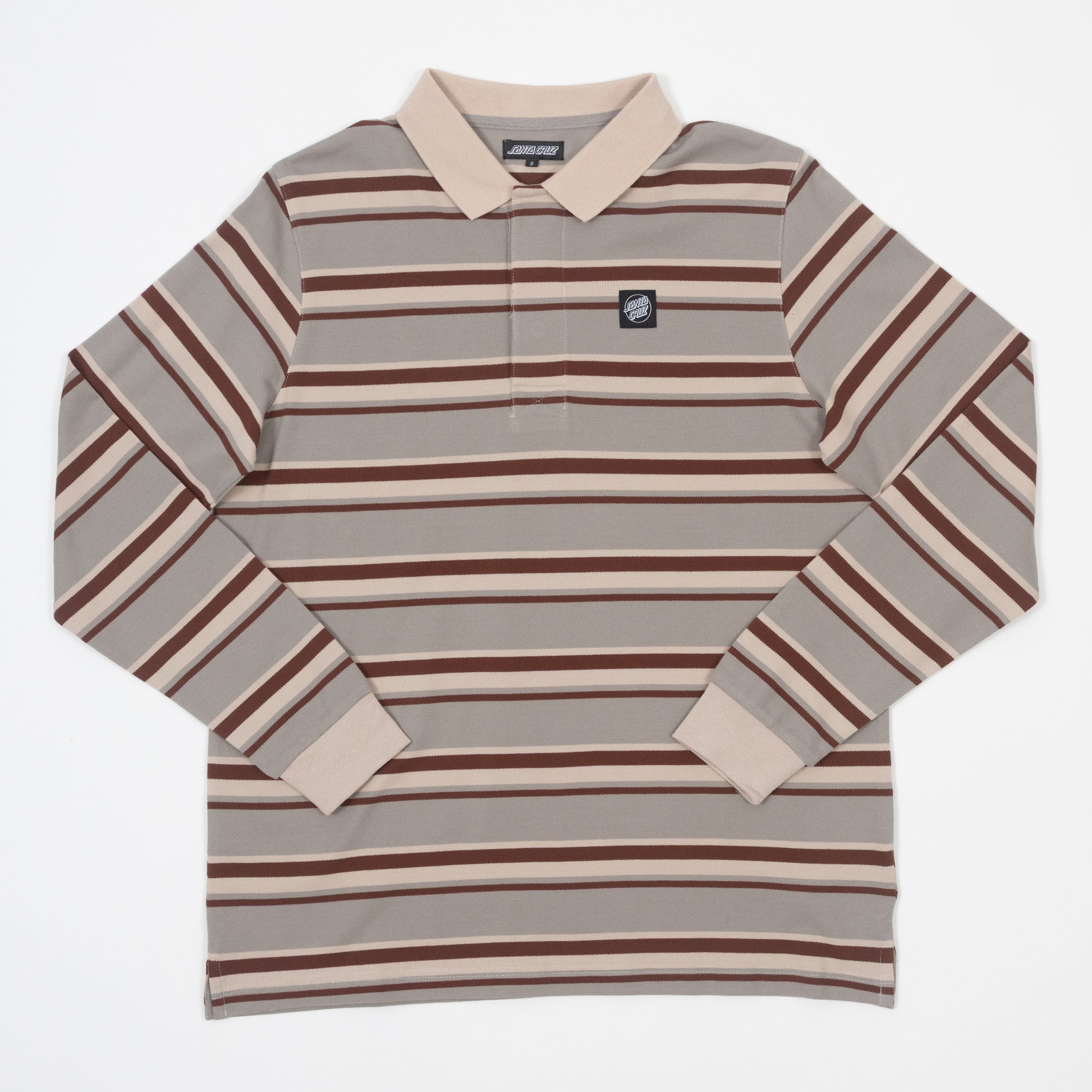 SANTA CRUZ Cera Long Sleeve Polo in GREY & COFFEE