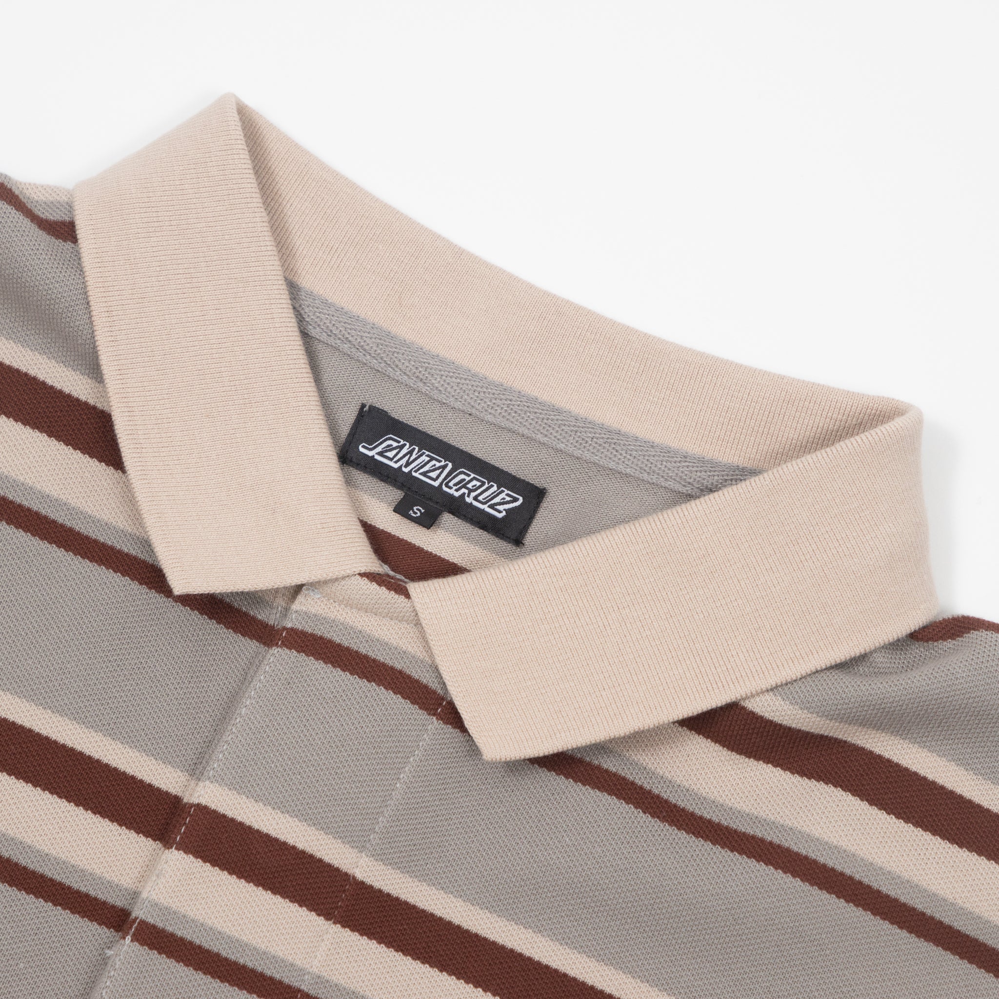 SANTA CRUZ Cera Long Sleeve Polo in GREY & COFFEE