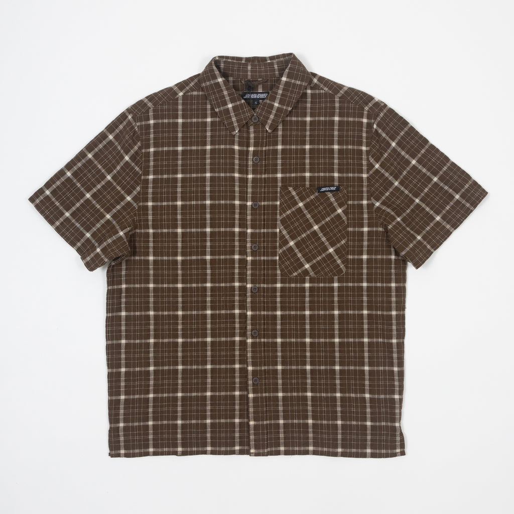 SANTA CRUZ Eli Short Sleeve Checkered Shirt in BROWN