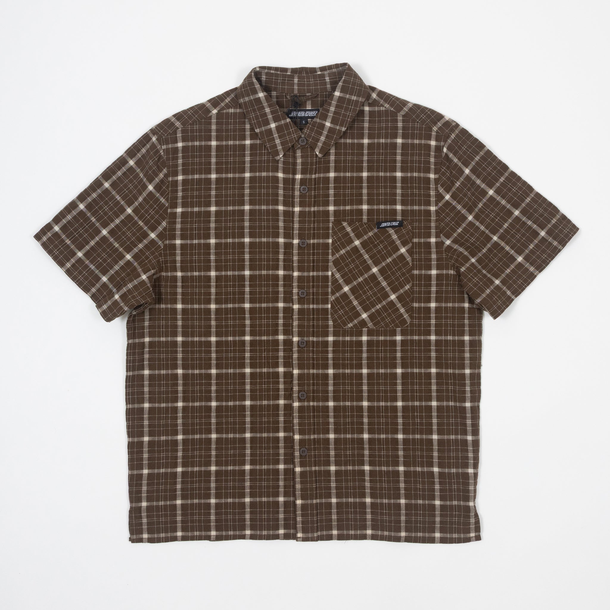 SANTA CRUZ Eli Short Sleeve Checkered Shirt in BROWN