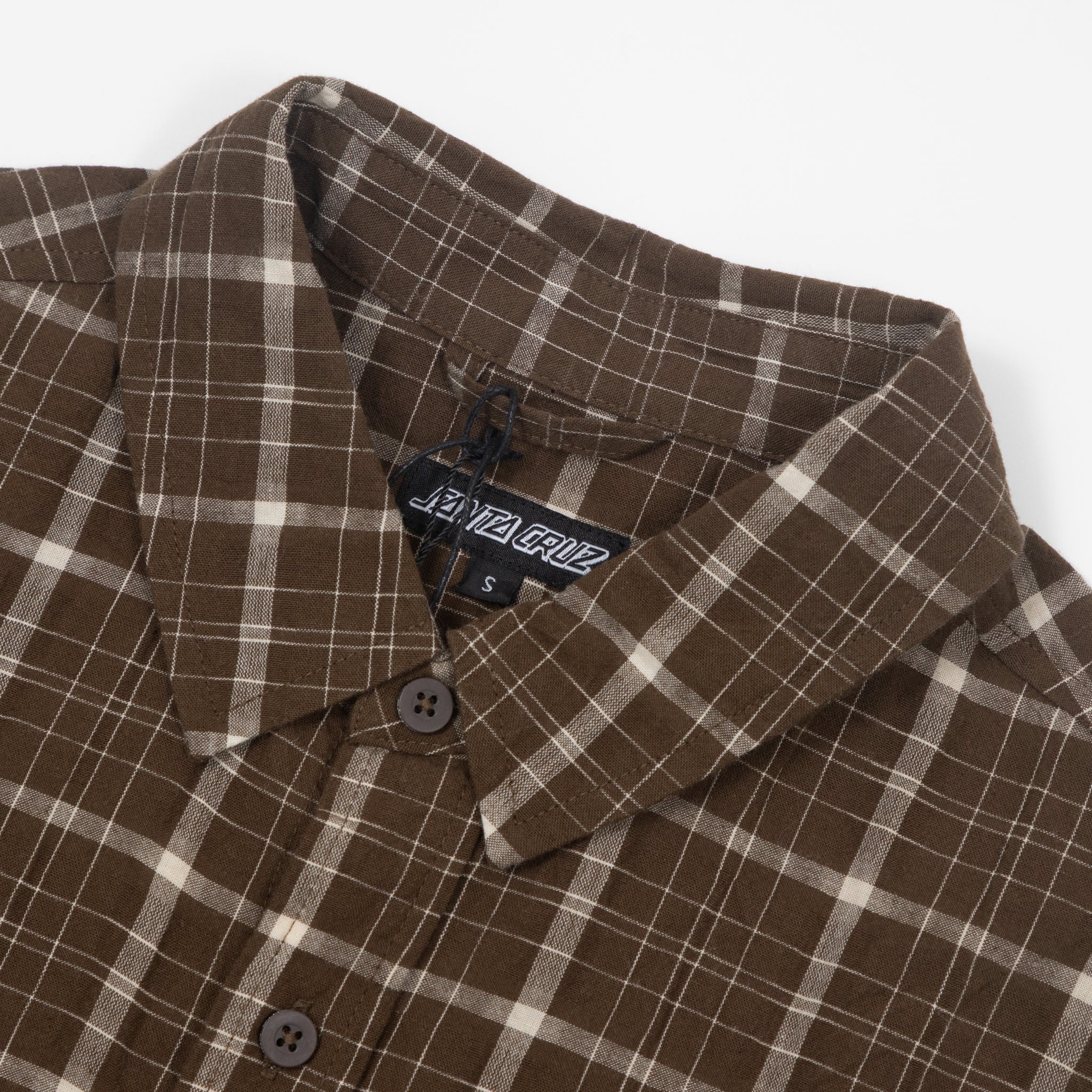 SANTA CRUZ Eli Short Sleeve Checkered Shirt in BROWN