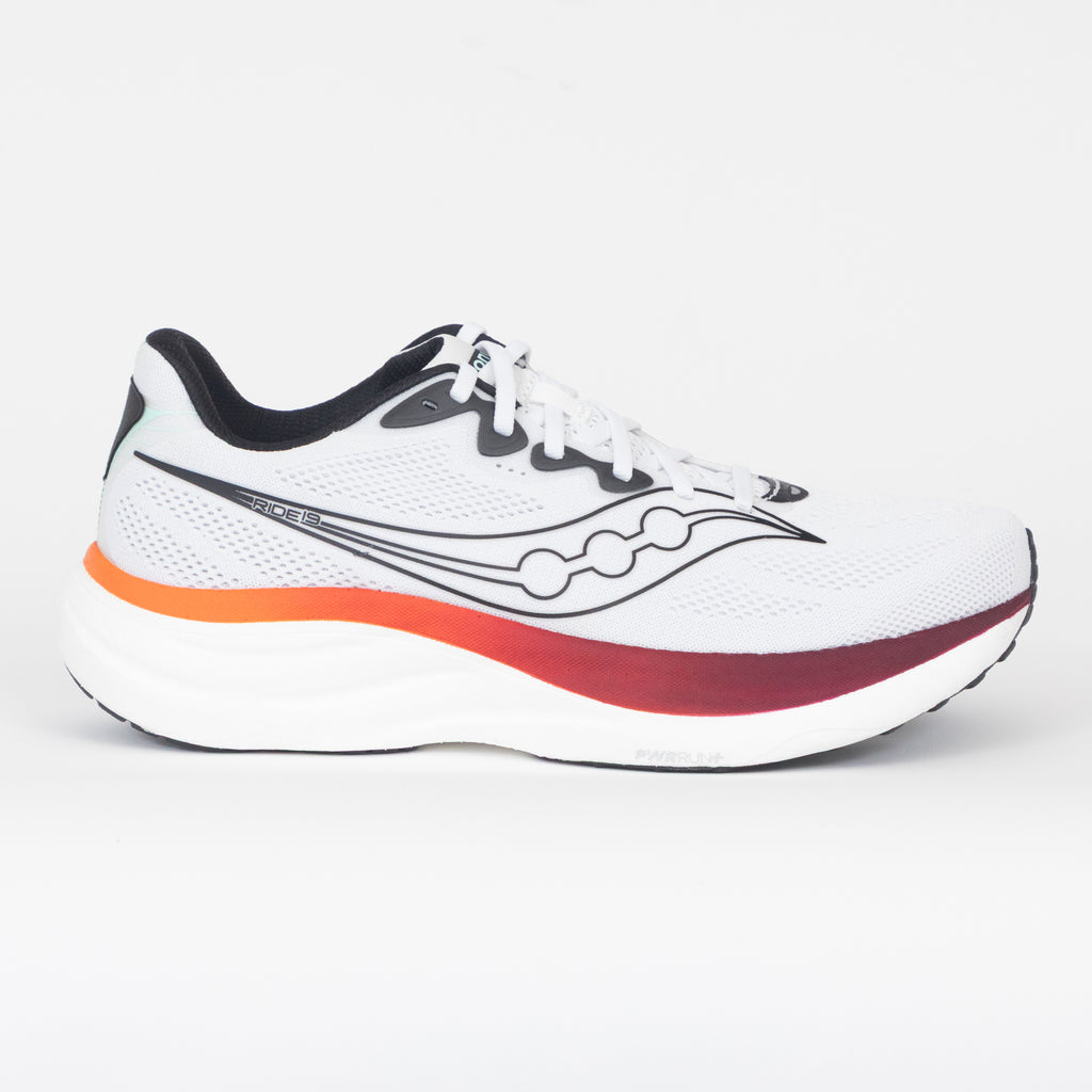 SAUCONY Ride 19 Running Trainers in WHITE / CRIMSON