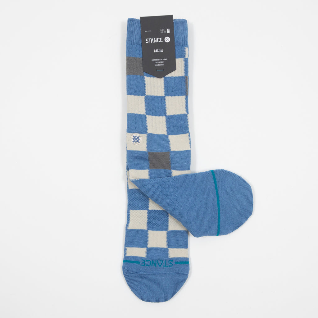 STANCE Chef Check Crew Socks in CAPRI BLUE