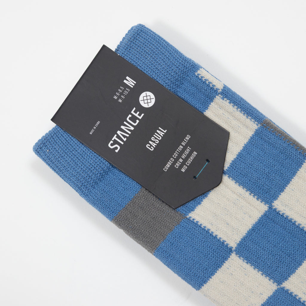 STANCE Chef Check Crew Socks in CAPRI BLUE