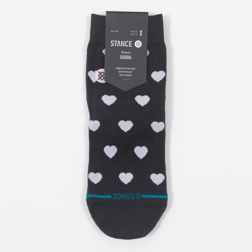 Womens STANCE Hearts Lowrider Quarter Socks in CHARCOAL