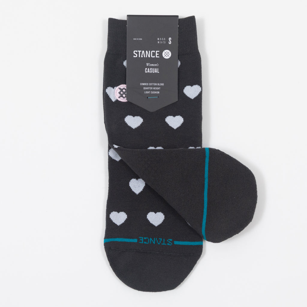 Womens STANCE Hearts Lowrider Quarter Socks in CHARCOAL