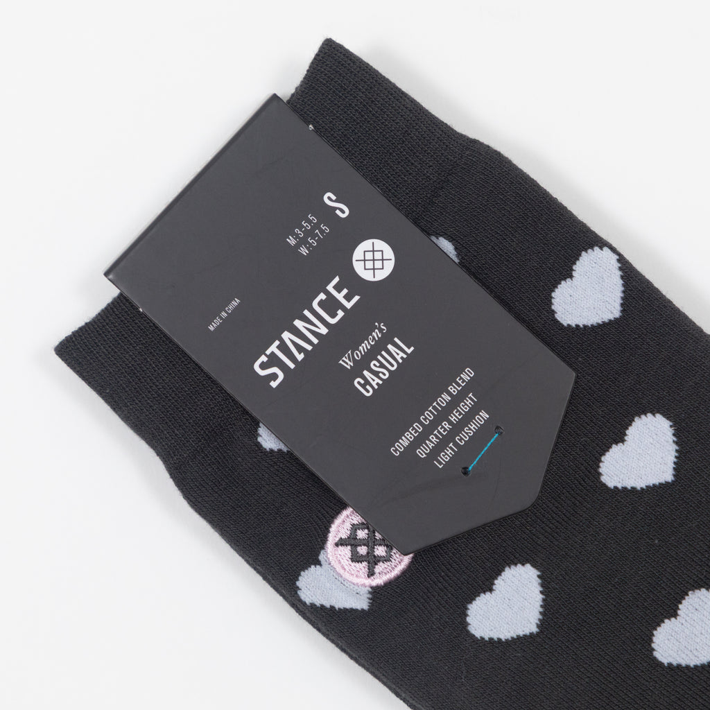 Womens STANCE Hearts Lowrider Quarter Socks in CHARCOAL