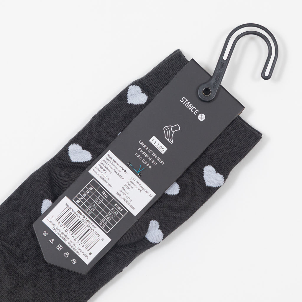 Womens STANCE Hearts Lowrider Quarter Socks in CHARCOAL