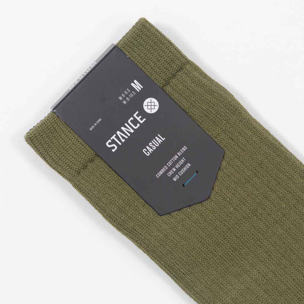 STANCE Icon Classic Crew Socks in OLIVE