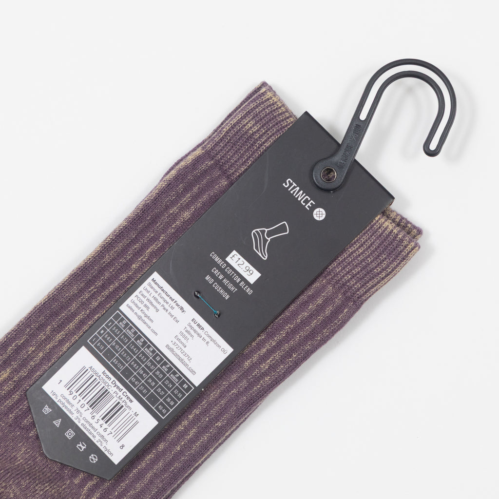 STANCE Icon Dyed Crew Socks in PLUM