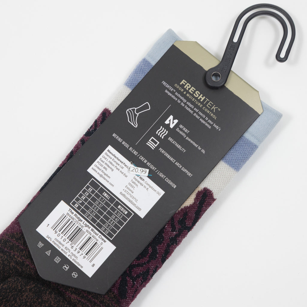 STANCE Ridge Light Wool Crew Socks in WINE