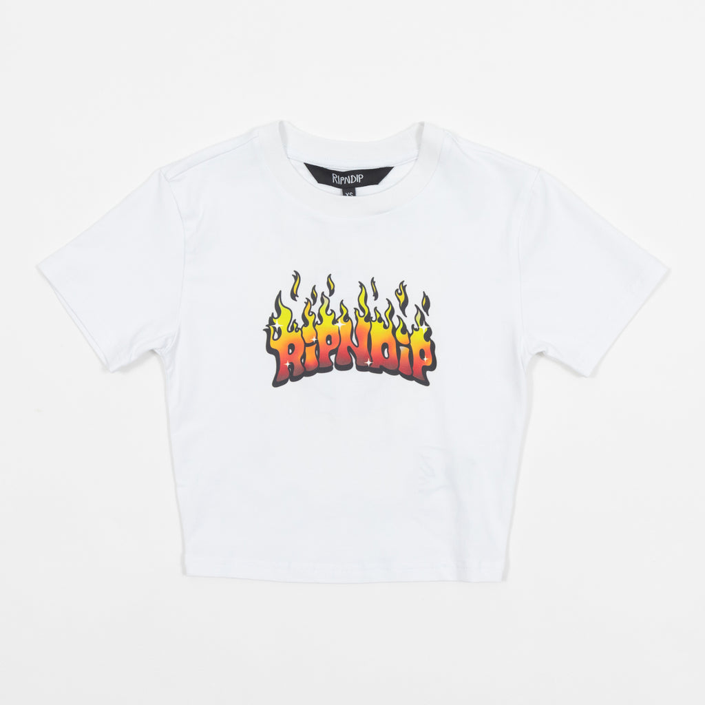 Womens RIPNDIP Scary Cute Cropped T-Shirt in WHITE