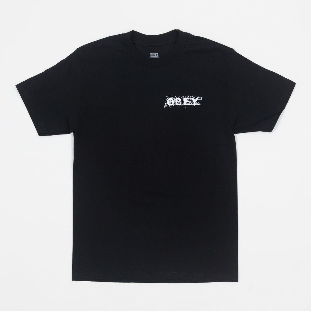 OBEY Scribble Graphic T-Shirt in BLACK