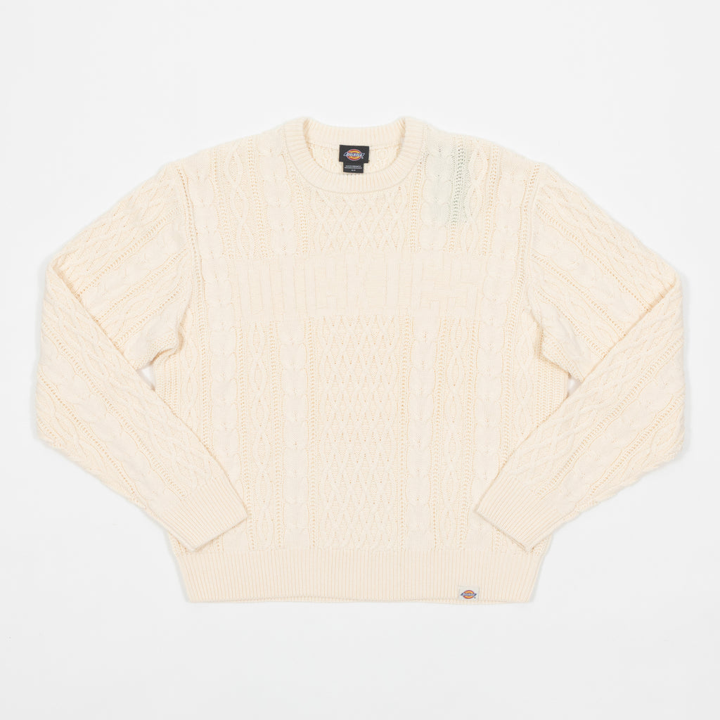 DICKIES Script Cable Knit Sweatshirt in CREAM