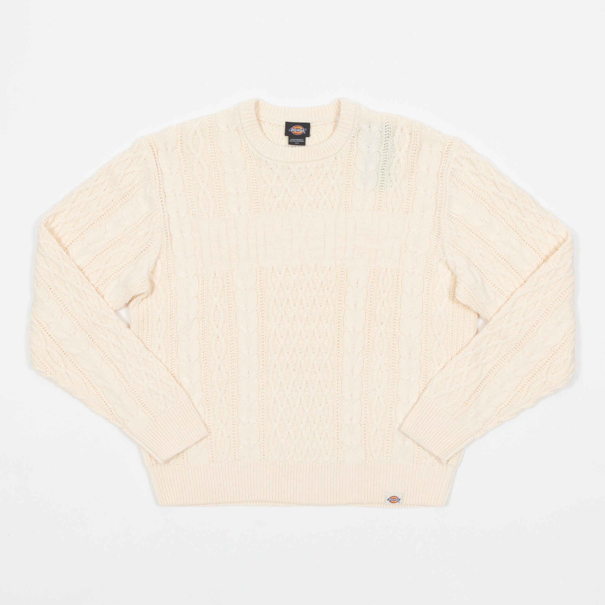 DICKIES Script Cable Knit Sweatshirt in CREAM